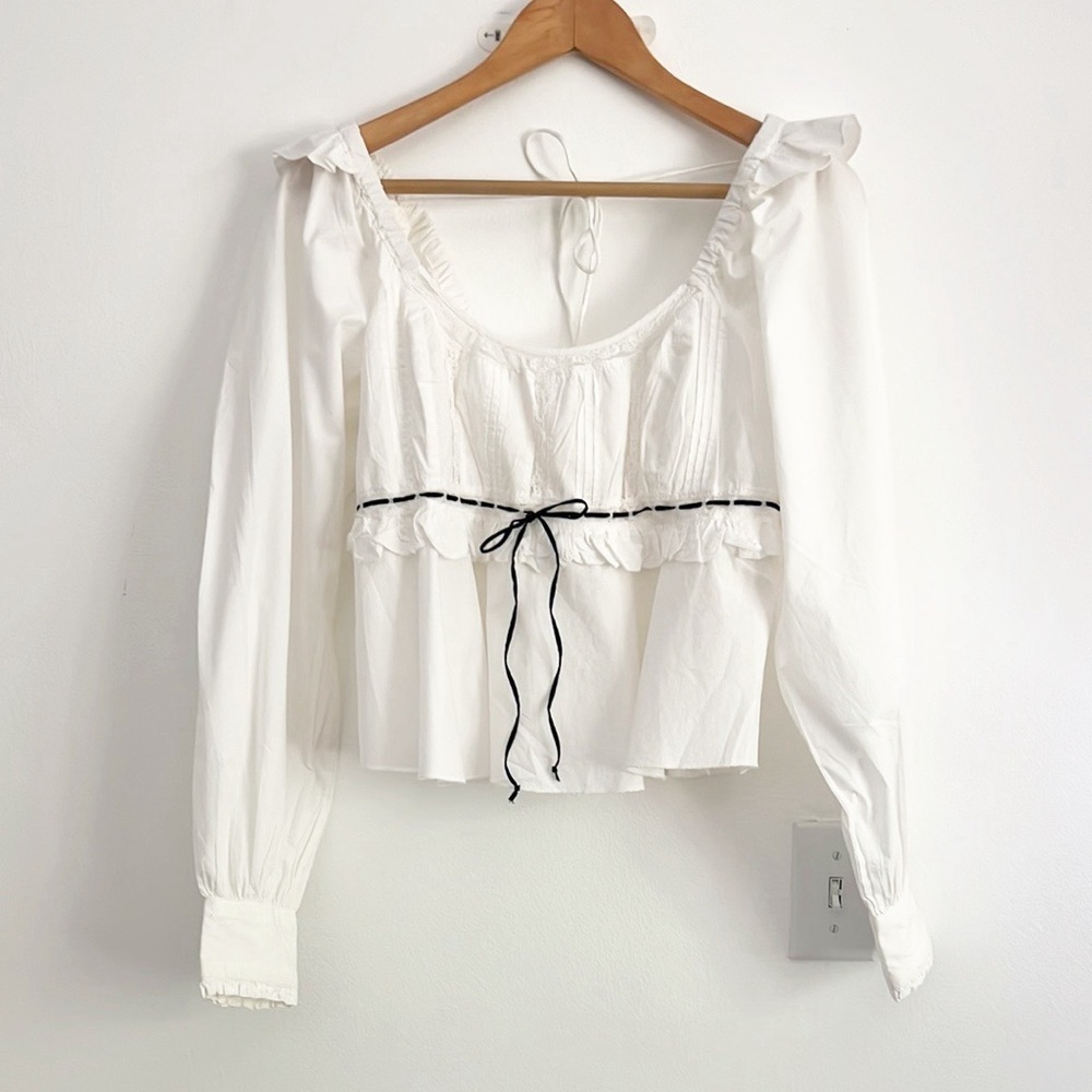 Free People Cathleen Blouse Peasant Cottagecore NWOT - Picture 5 of 12